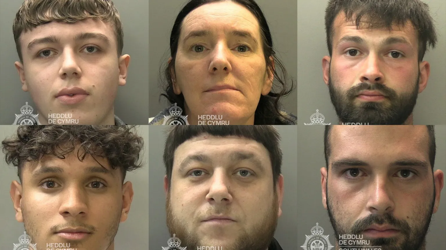 South Wales Police Six police mugshots of people sentenced.