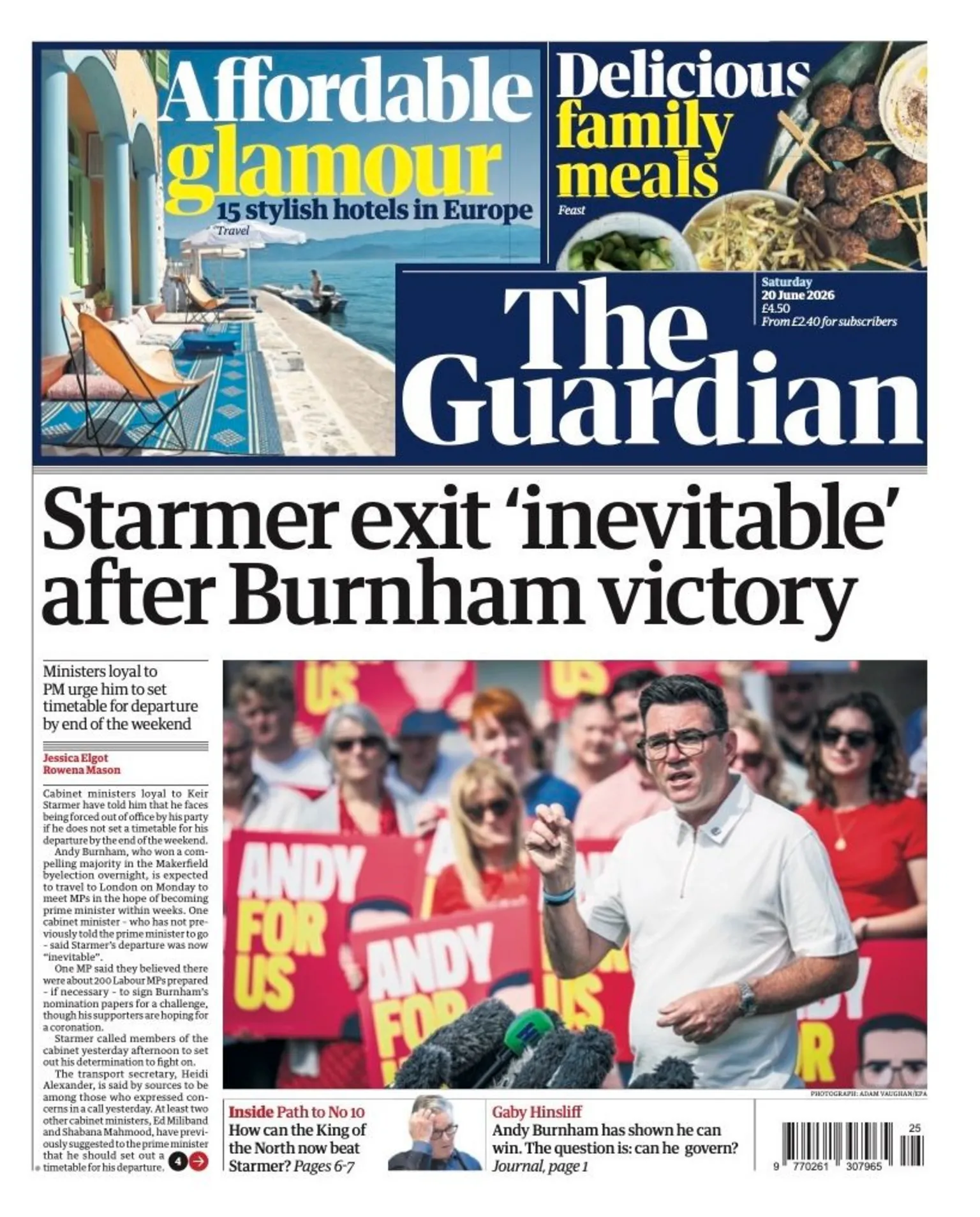 The headline on the front page of reads: