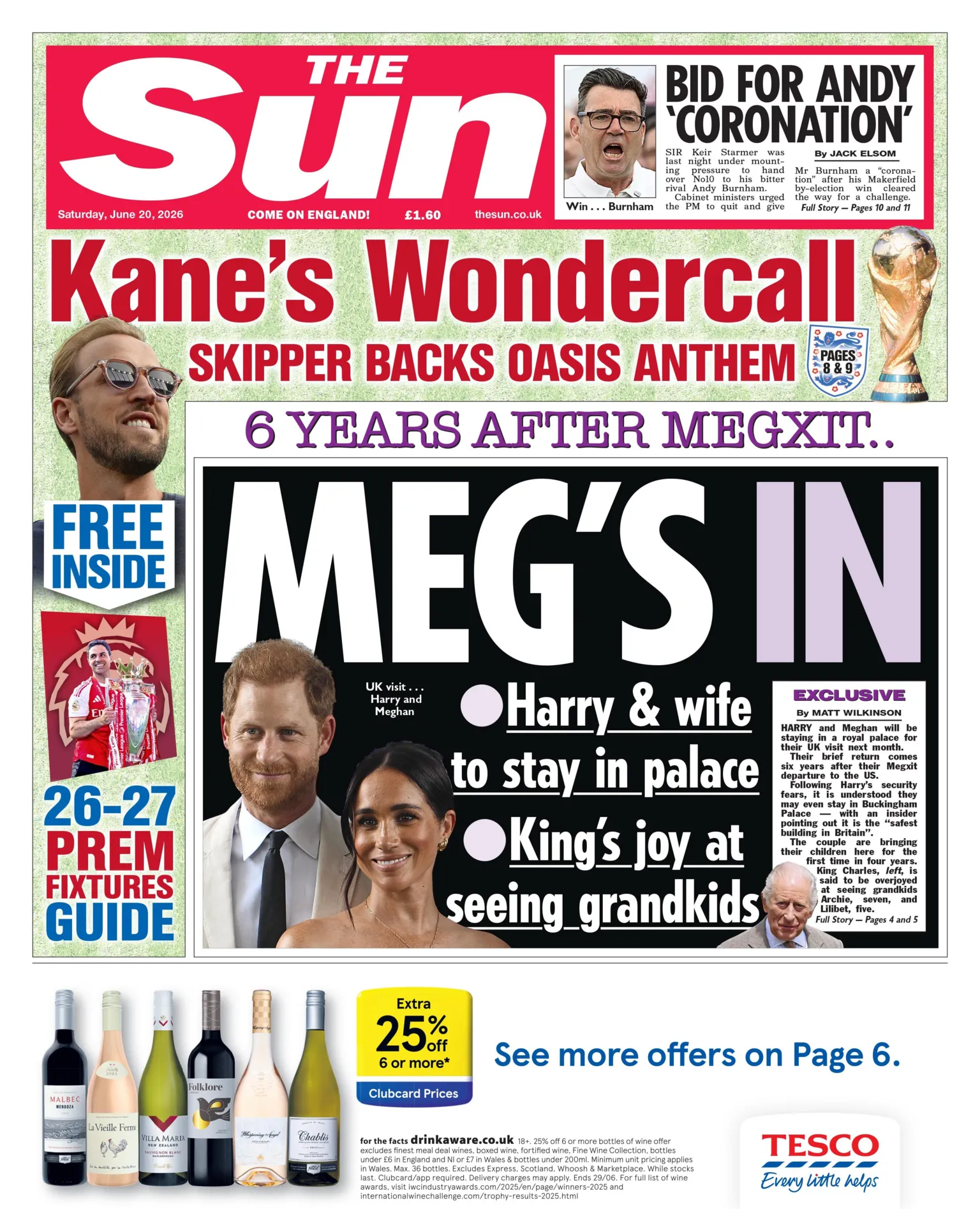 The headline on the front page of the Sun reads: