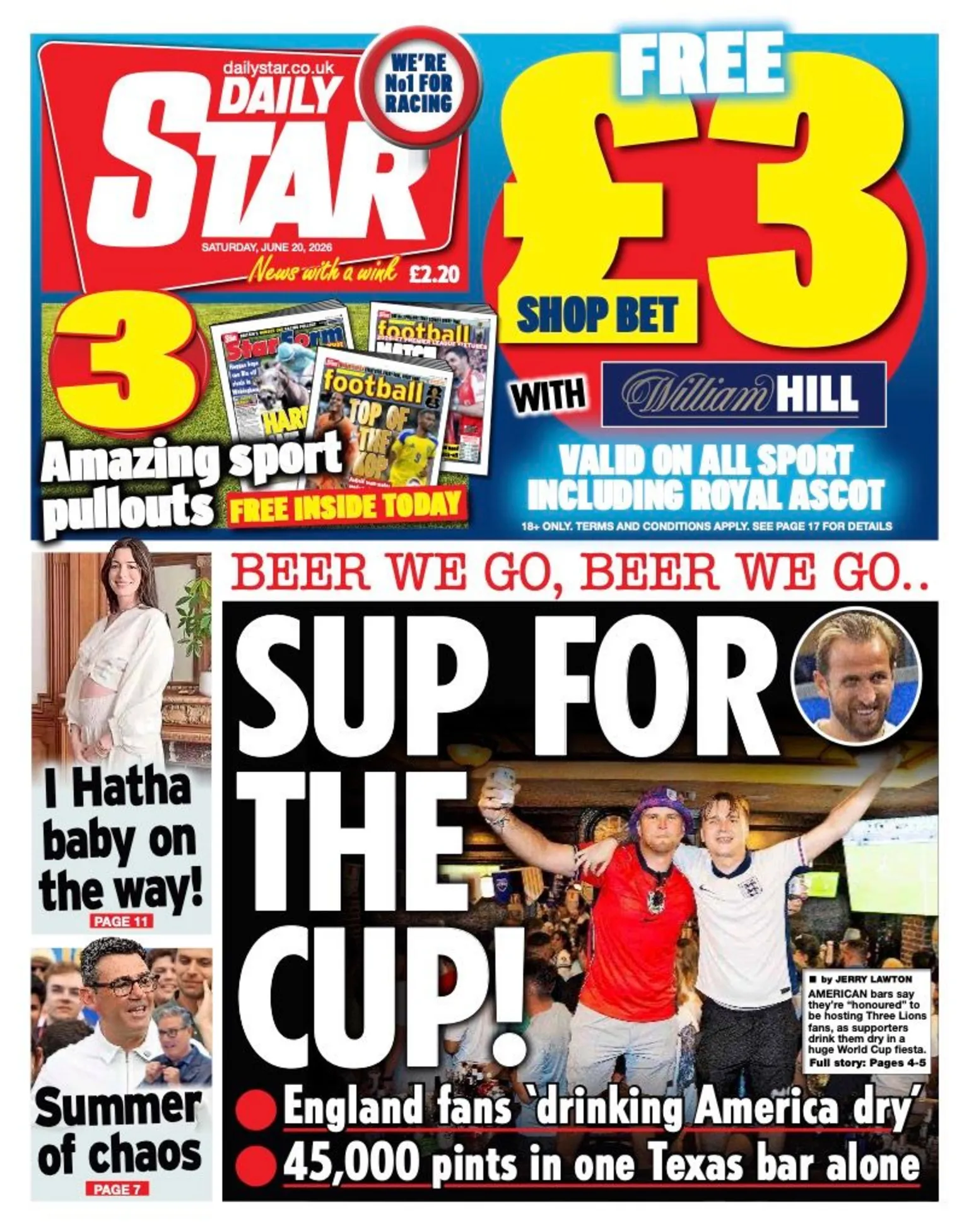The headline on the front page of the Daily Star reads: