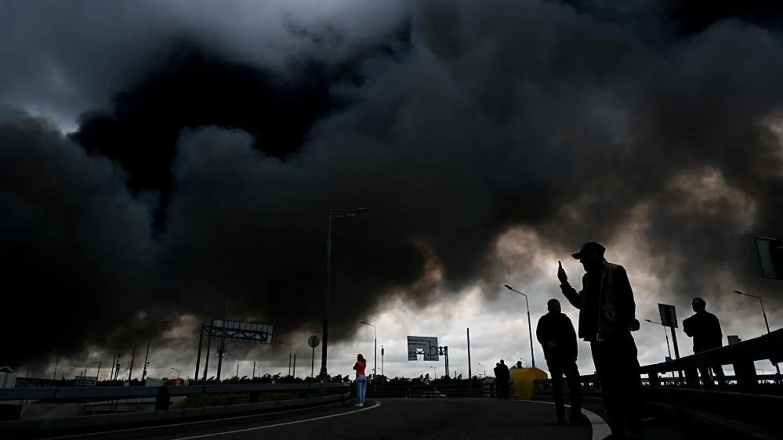 Anadolu via Black smoke rises from the refinery where a fire broke out following a strike as firefighting efforts continue in Moscow, Russia on June 18, 2026