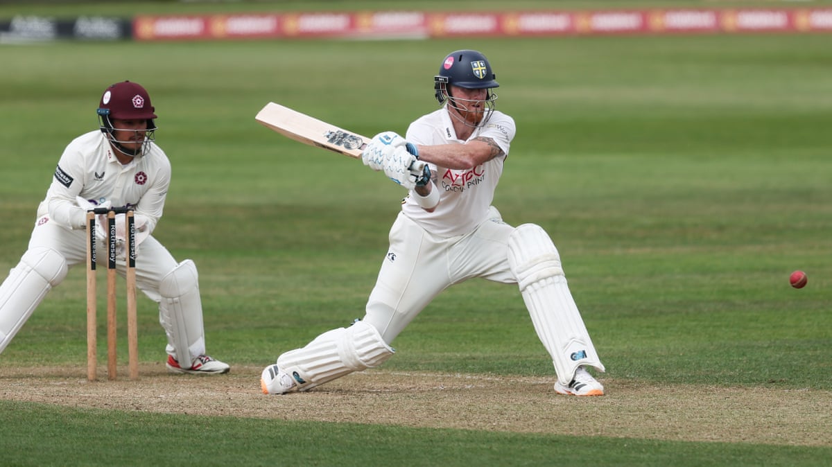 Ben Stokes on his way to 95 for Durham against Northamptonshire.
