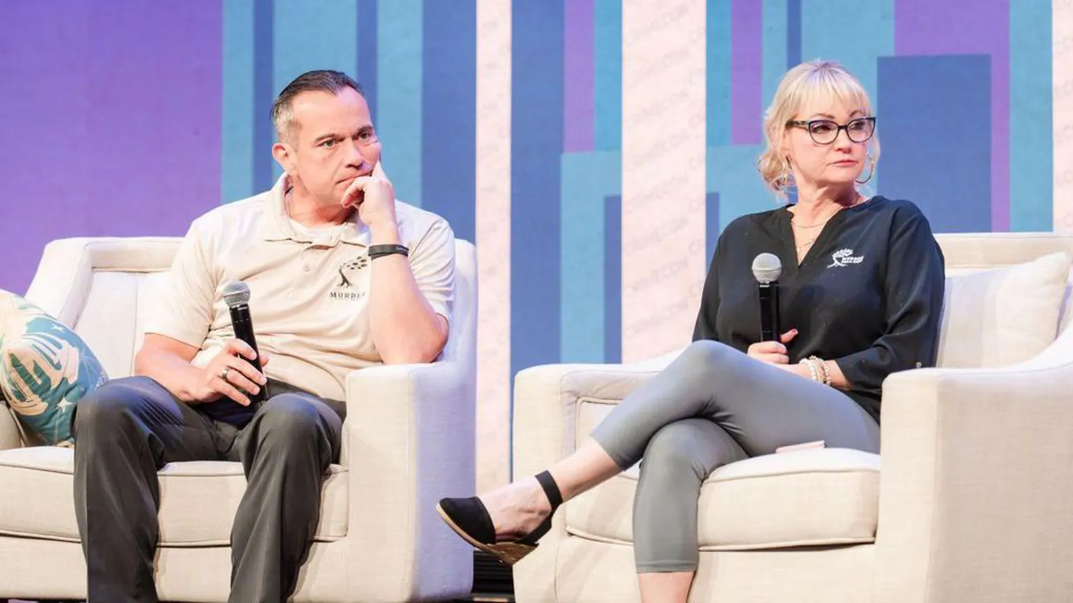 CrimeCon and RenownedPhotos The parents of victims like Kaylee Goncalves sit on the stage during a Q&A
