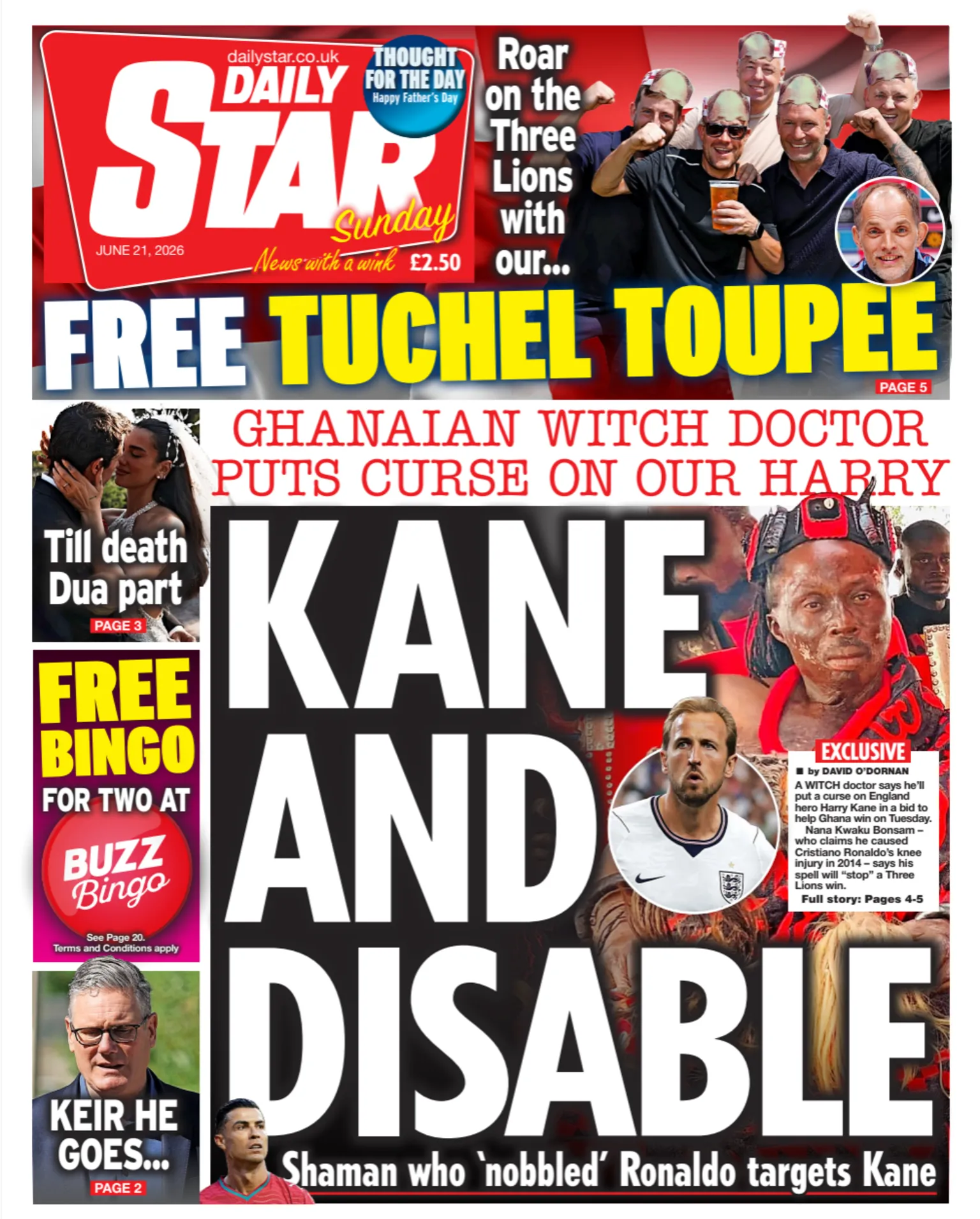 The headline on the front page of the Daily Star reads: