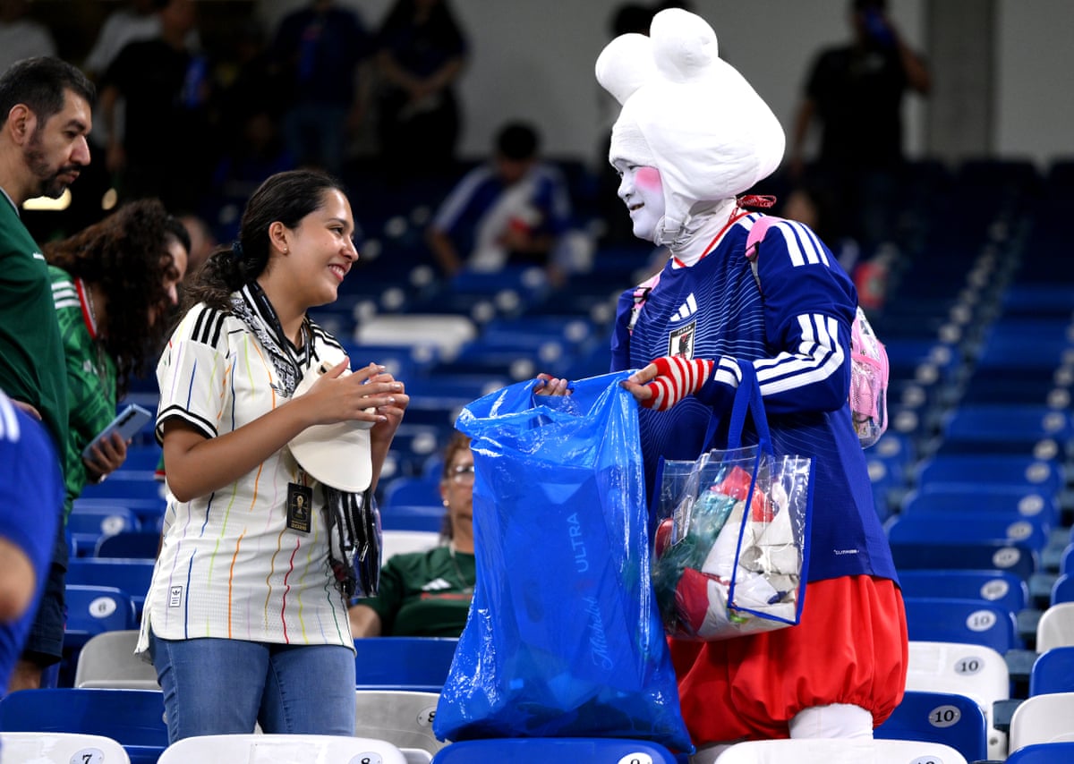 A Japan fan with a bin bag.