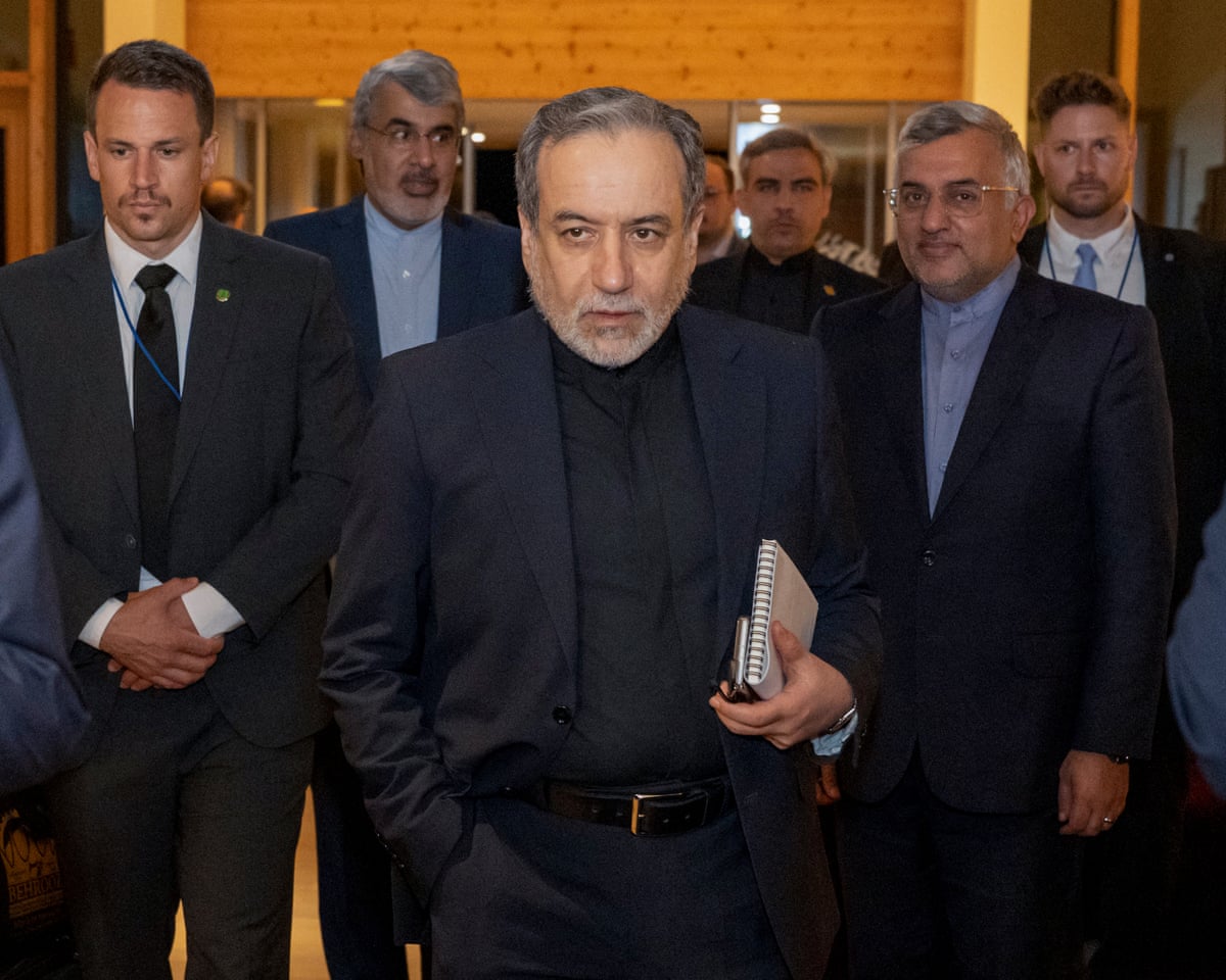 Iran's minister of foreign affairs Seyyed Abbas Araghchi arrives at the Burgenstock resort in Obbuergen, near Lucerne on Sunday.