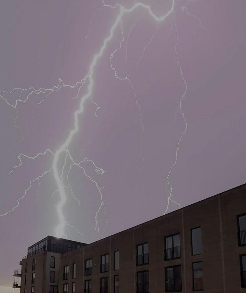 Lightning lights up the sky in Bath