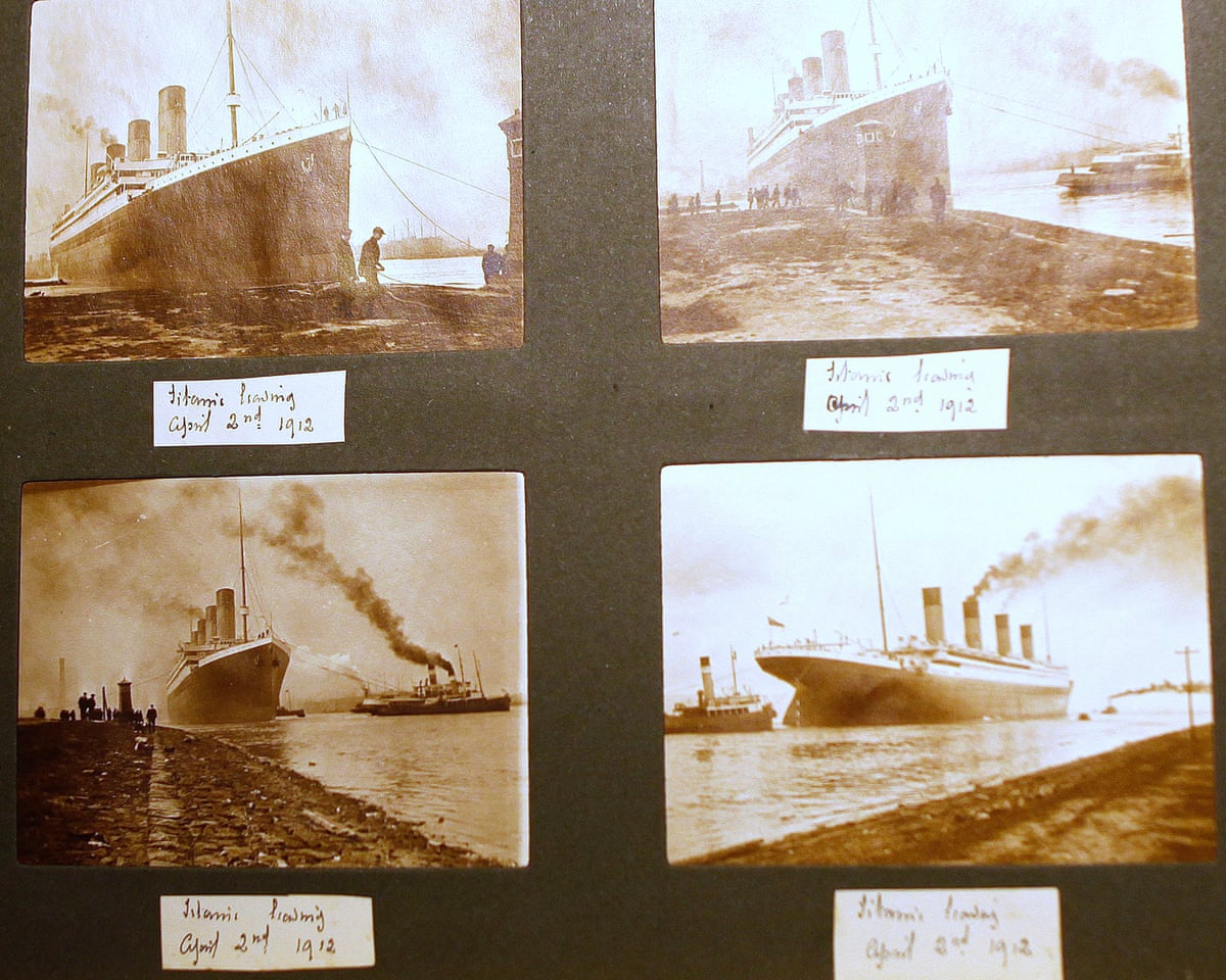 Photographs of the Titanic on display in Belfast, where the ship was built.