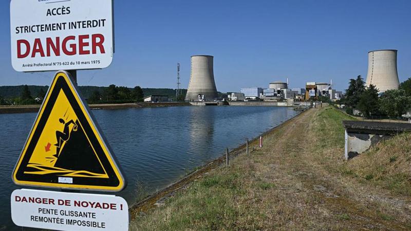 A view of the stopped Golfech nuclear power plant in southwestern France after its shutdown on June 22 evening, due to