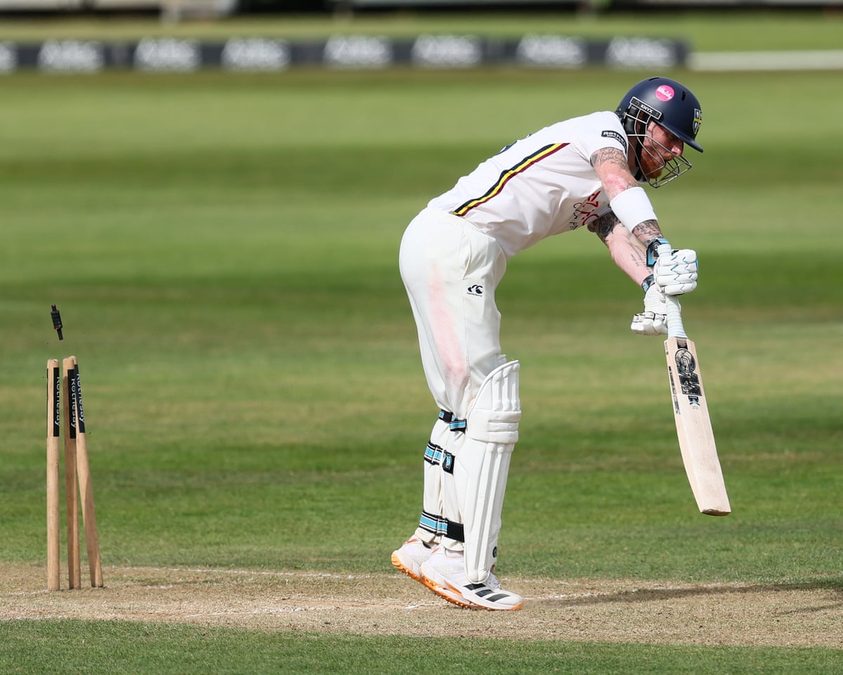 Ben Stokes was bowled for 95 in Durham’s match against Northamptonshire.