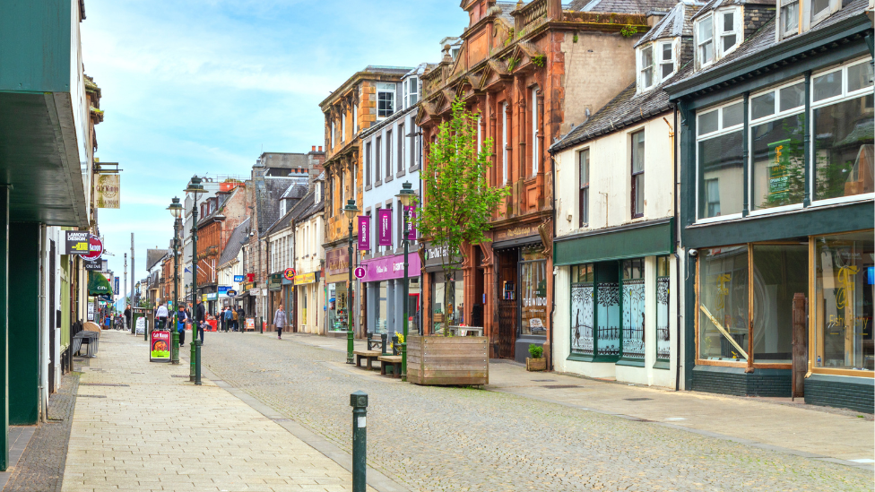 A largely empty high street