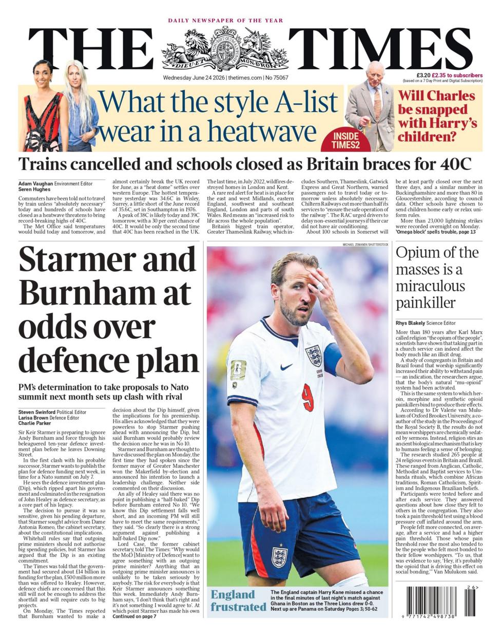The headline on the front page of the Times reads: 