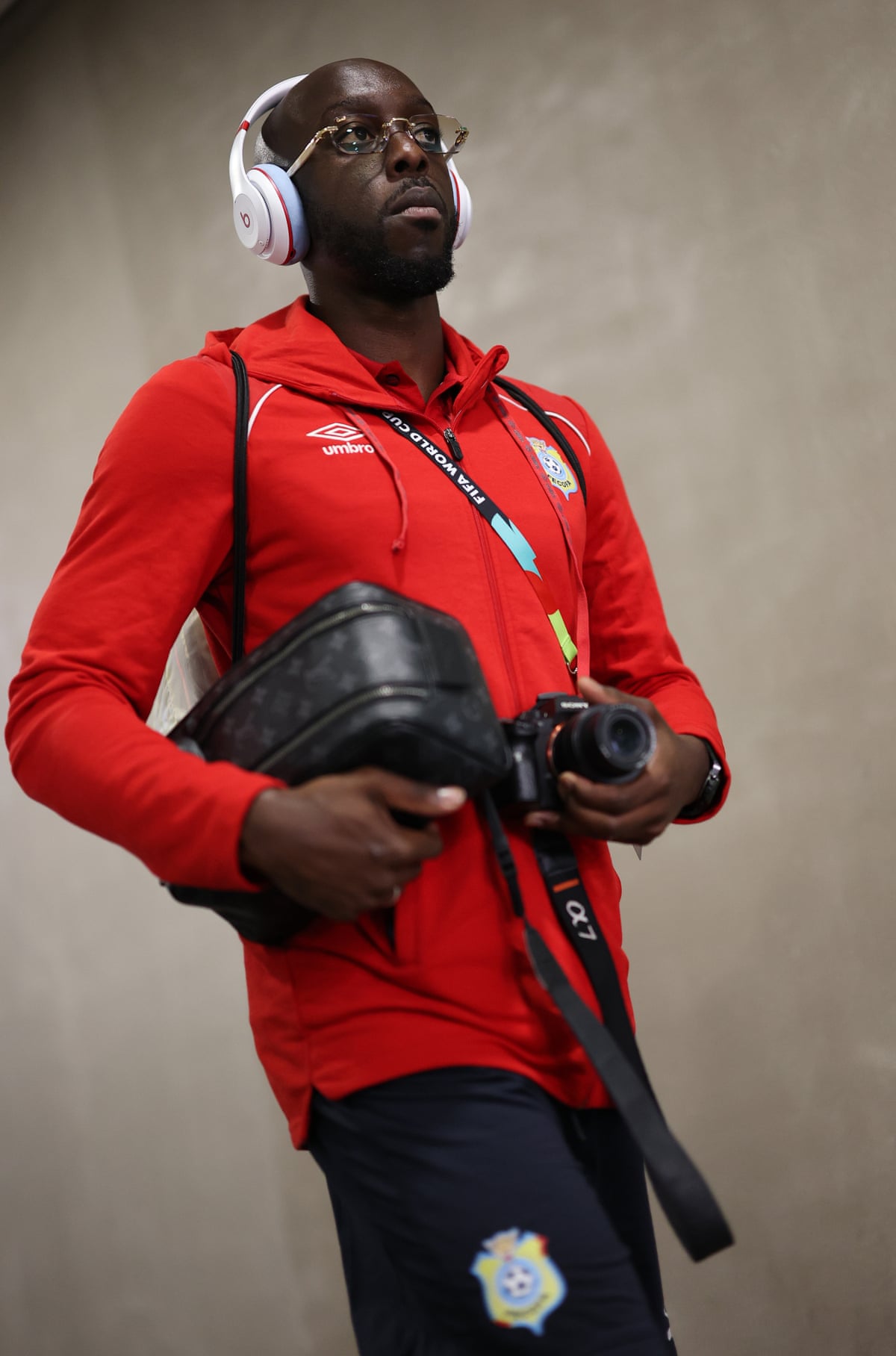 Yoane Wissa arrives at the Stadium.