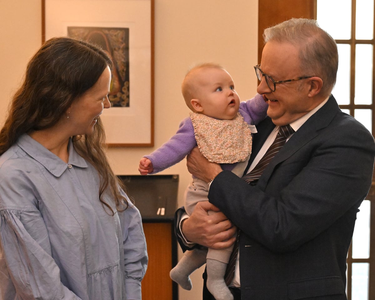 Anthony Albanese with baby Zoe and mum Anne Baker