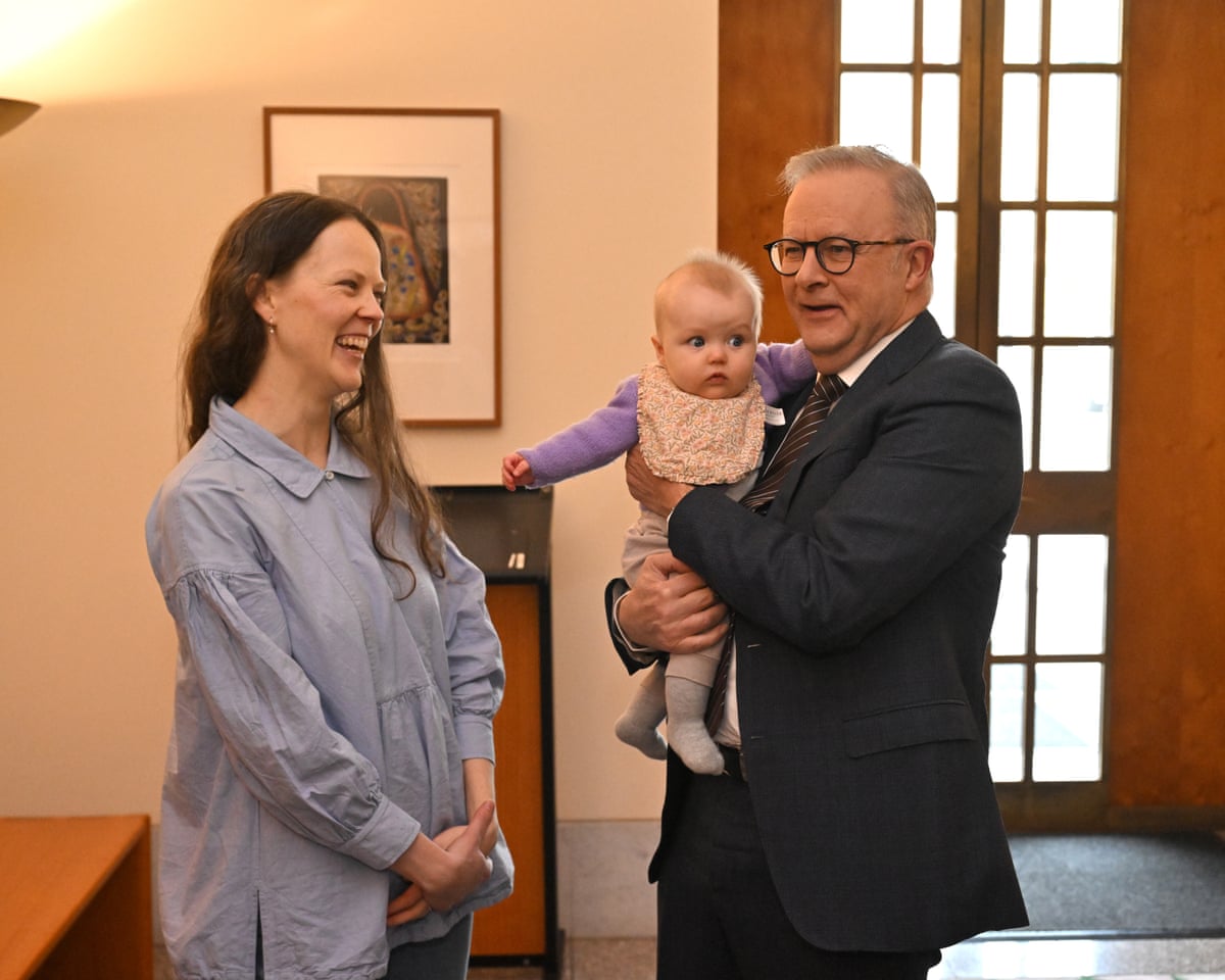 Anthony Albanese with baby Zoe and mum Anne Baker