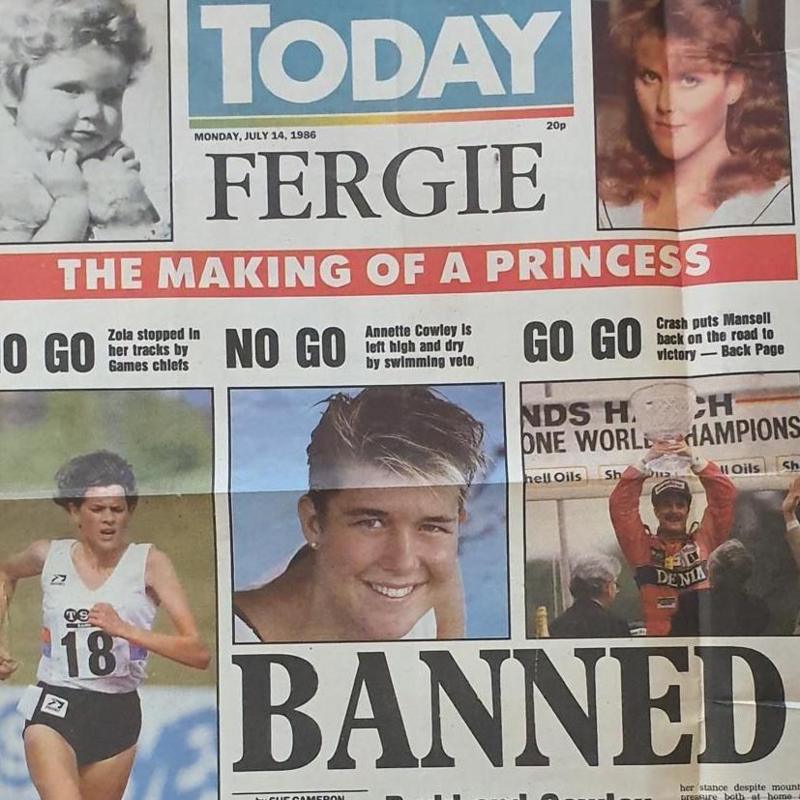 The front page of the Today newspaper with the headline BANNED and images of Cowley and Budd.