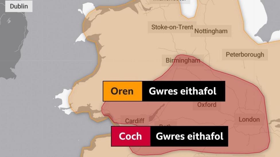 Map rhybuddion tywydd