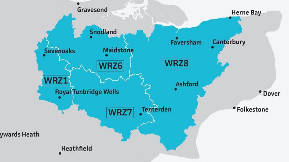 A map of Kent showing a large area in blue.
