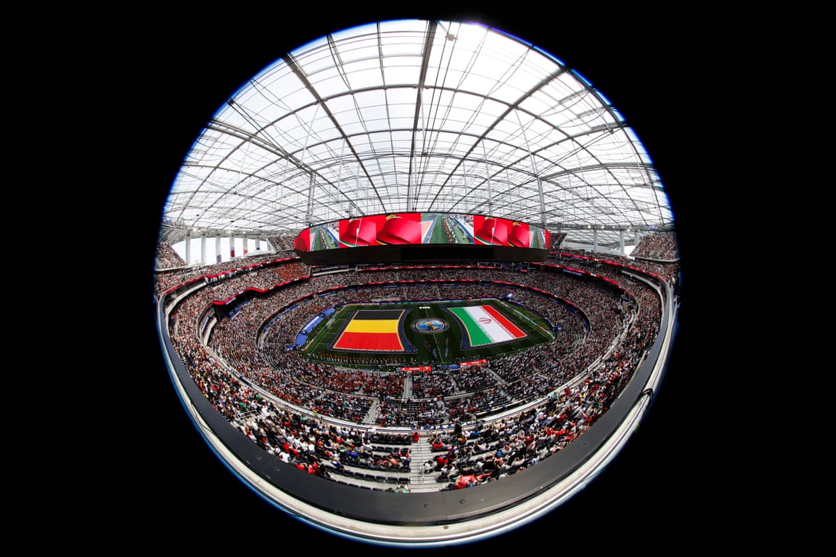 An view of opening ceremony for the FIFA World Cup Group G soccer match between the IR Iran and the Belgium in Inglewood, California