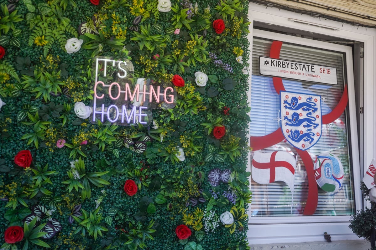 The Kirby estate in Bermondsey East London is decorated with It's coming Home to celebrate the 2026 FIFA World Cup