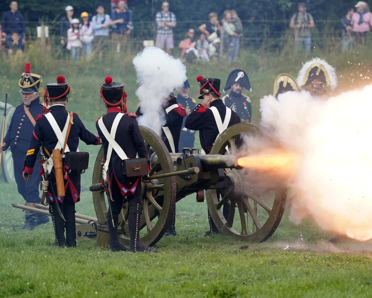 Reenactors take part during the Battle of Waterloo Reenactment in 2023.