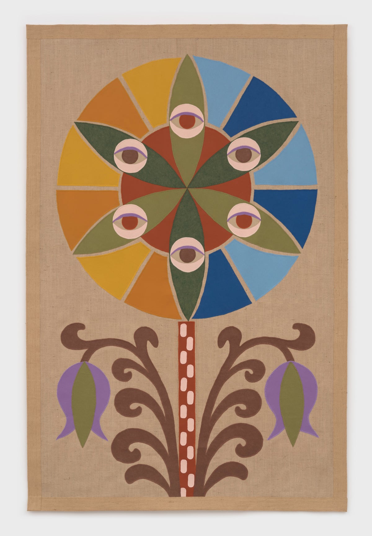 Cosmic Flower (entangled life) by Jonathan Baldock (hessian, felt and cotton thread).