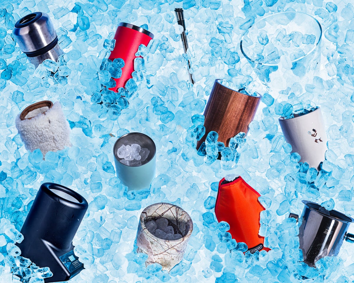 Composite of wine coolers on ice.