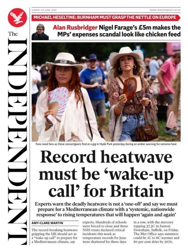 The headline on the front page of the Independent reads: 
