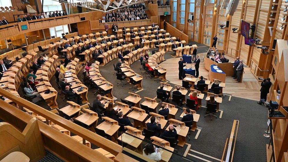 A general view of the debating chamber at Holyrood.