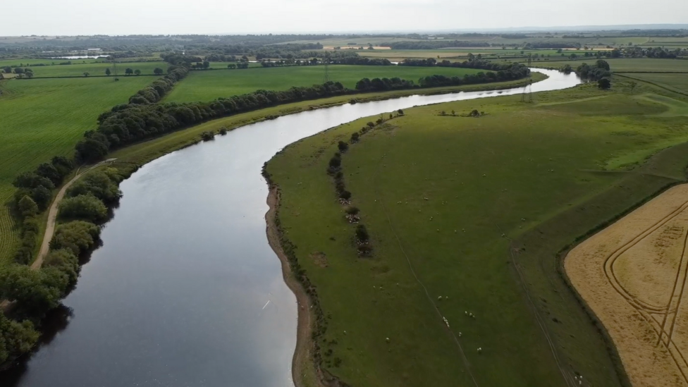 An aerial view of the River Trent in Nottinghamshire
