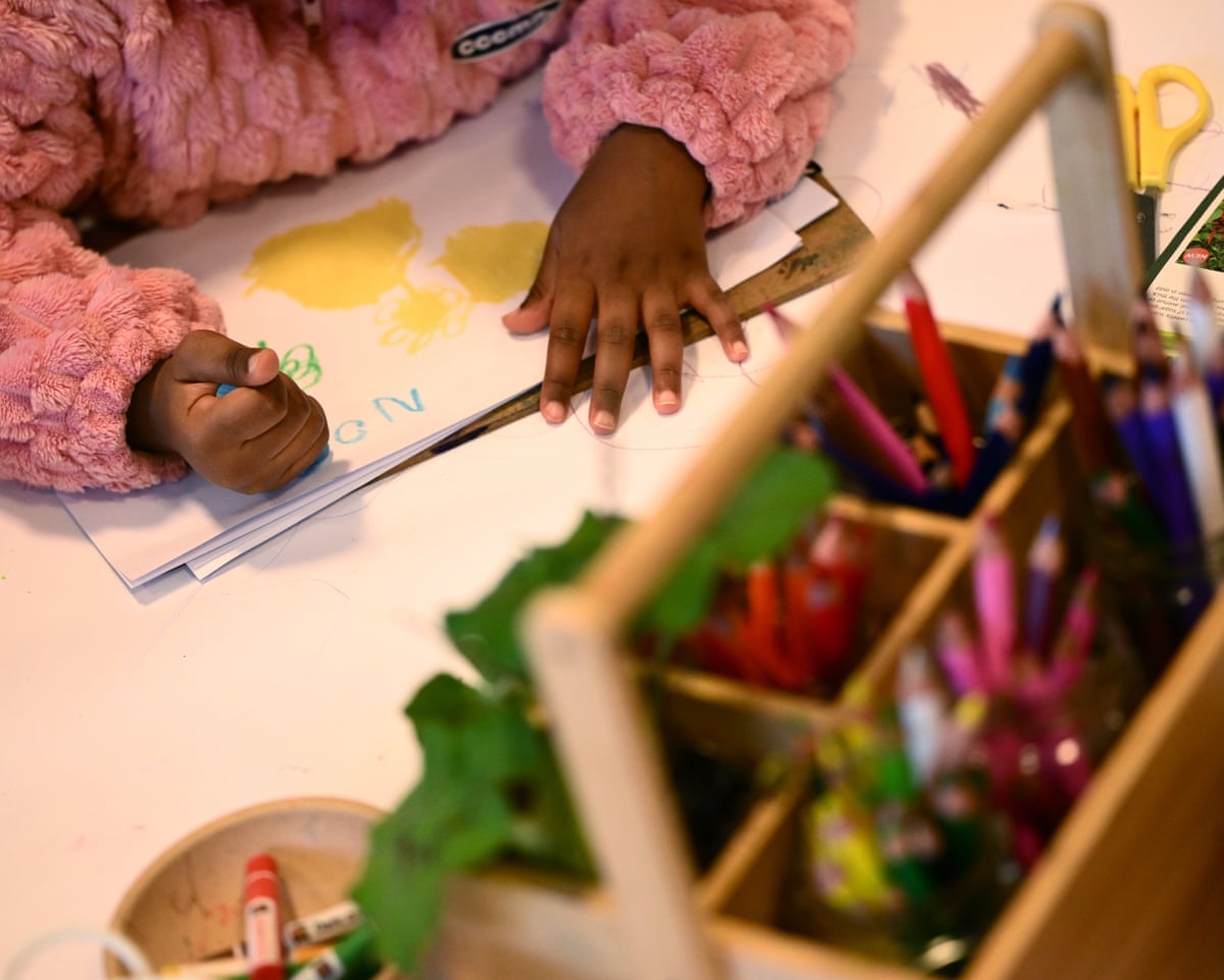 Child drawing in an early learning centre in Melbourne
