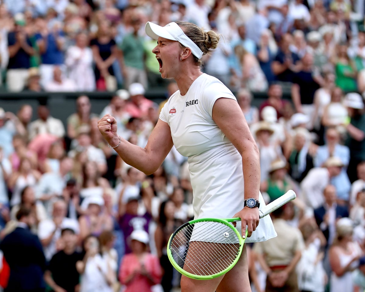 Barbora Krejcikova pumps her fist after beating Andreeva