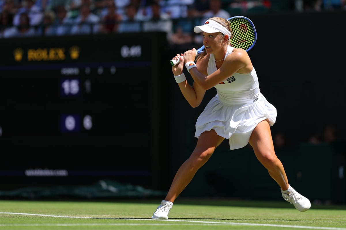 Katie Swan plays against Madison Keys on day four at Wimbledon 2026.