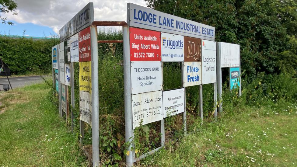 Lodge Lane Industrial Estate entrance near Tuxford in Nottinghamshire