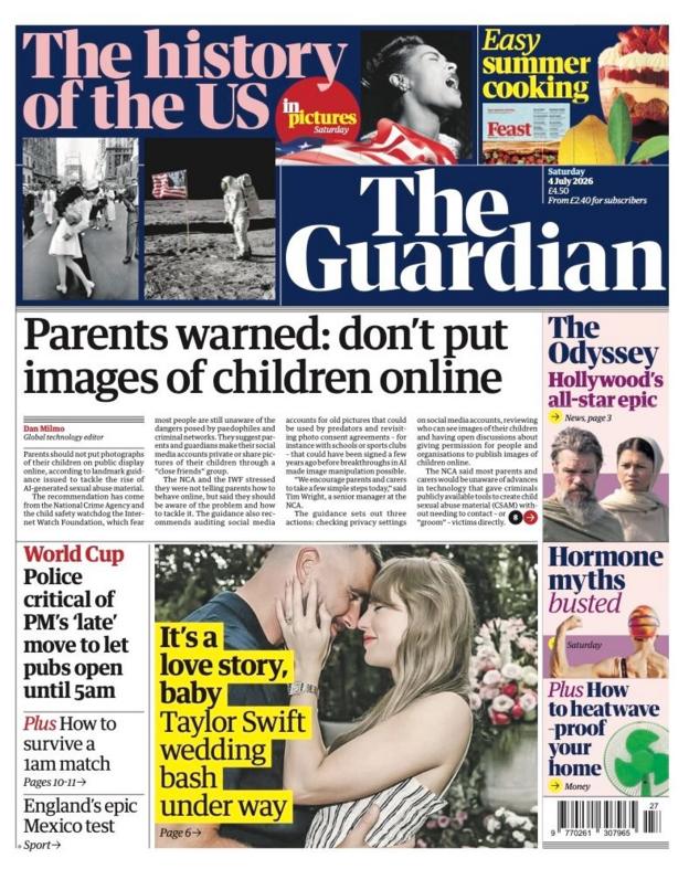 The headline on the front page of reads: “Parents warned: don't put images of children online”.