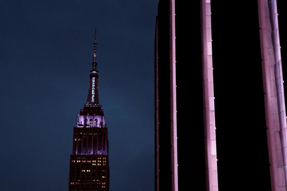 The Empire State Building next to Madison Square Garden, the venue for the wedding celebrations of singer Taylor Swift and National Football League (NFL) player Travis Kelce, in New York, U.S., July 3, 2026.