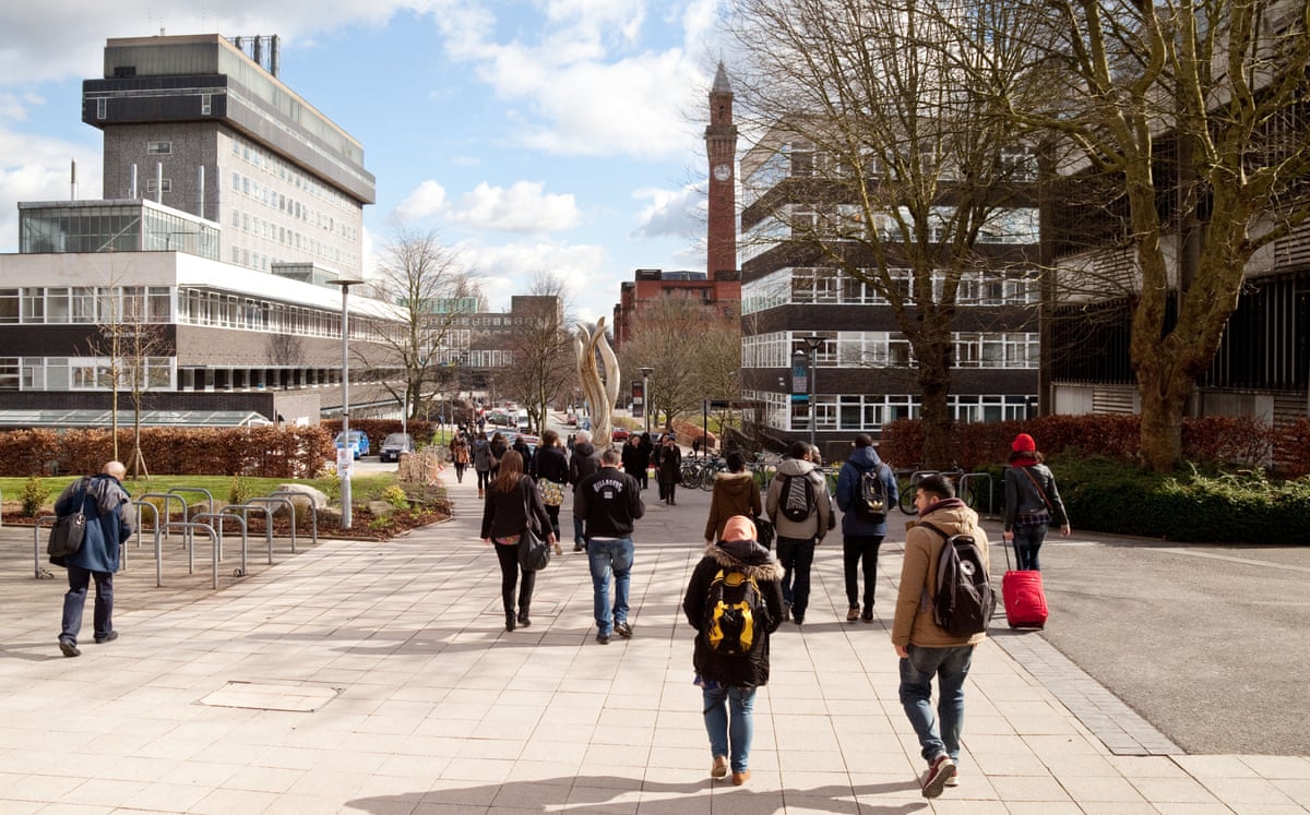 Students walking on a university campus