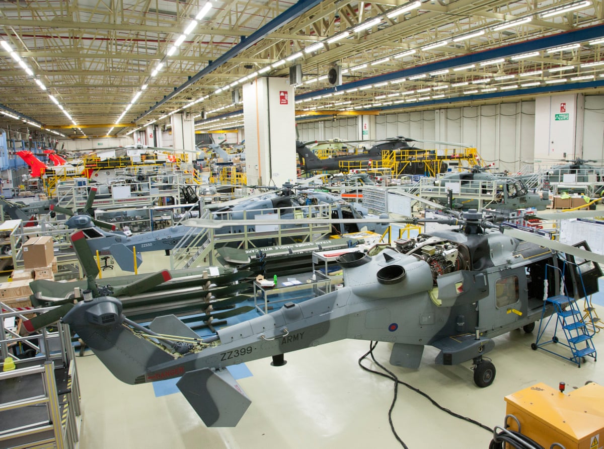 A flight hanger at the Yeovil-based helicopter maker Leonardo.