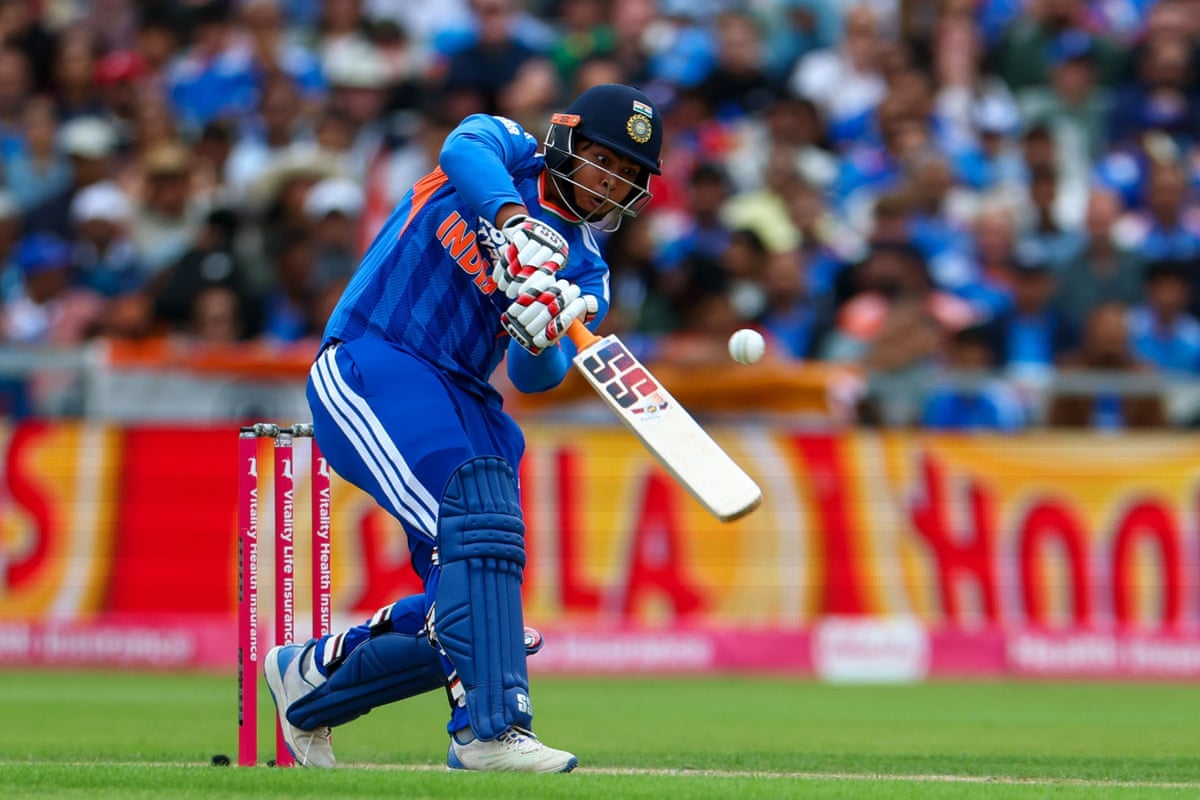 Vaibhav Sooryavanshi of India batting at Old Trafford