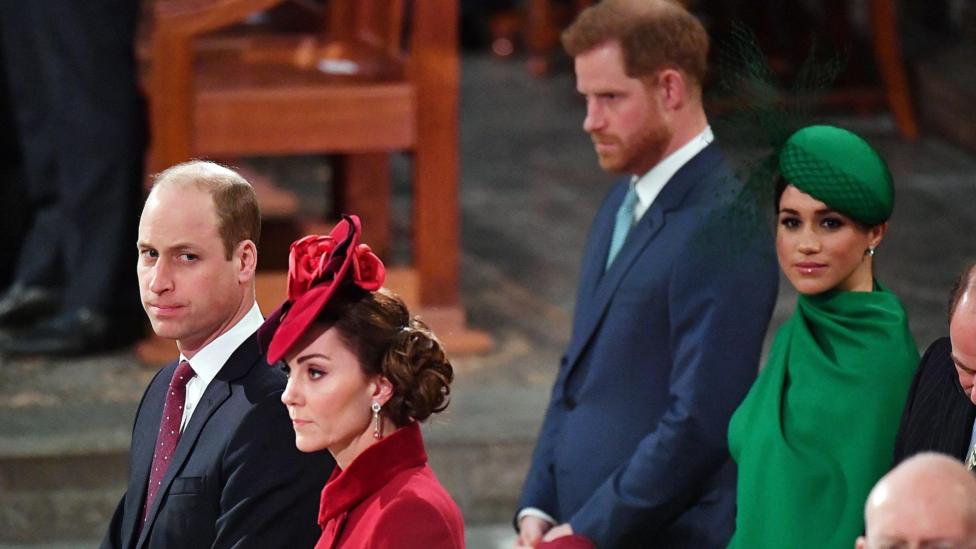 Prince William, Catherine, Prince Harry and Meghan, in Westminster Abbey in 2020