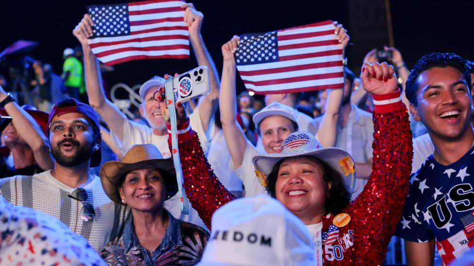 People gather ahead of a Fourth of July rally featuring U.S. President Donald Trump to mark the 250th anniversary of U.S. independence, in Washington, D.C., U.S., July 4, 2026.