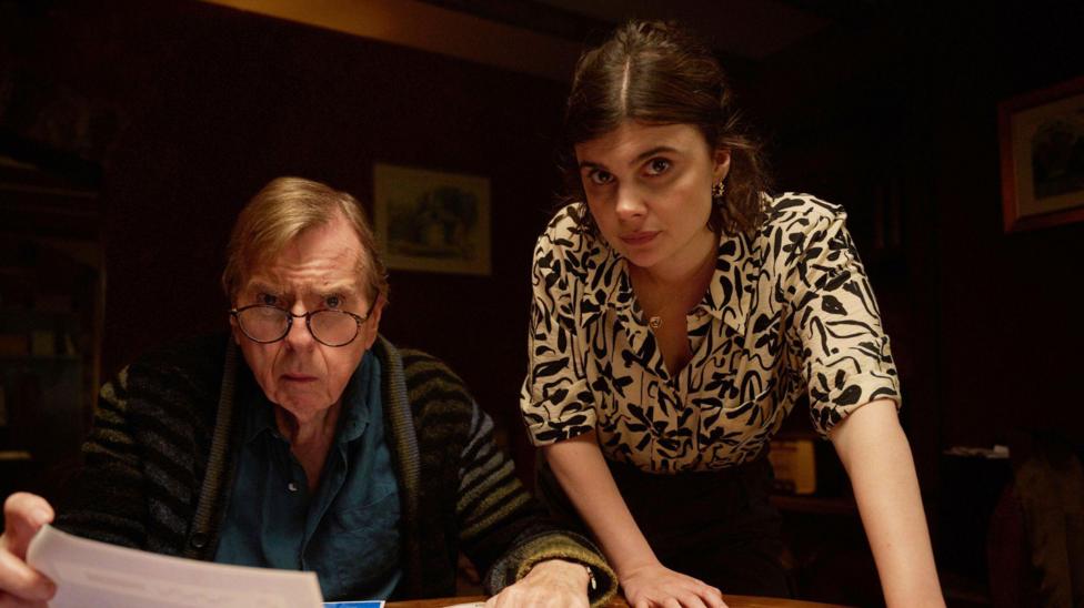 Timothy Spall and Gwyneth Keyworth in character.