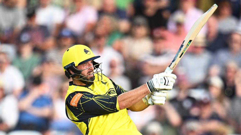 Hampshire captain James Vince plays a shot