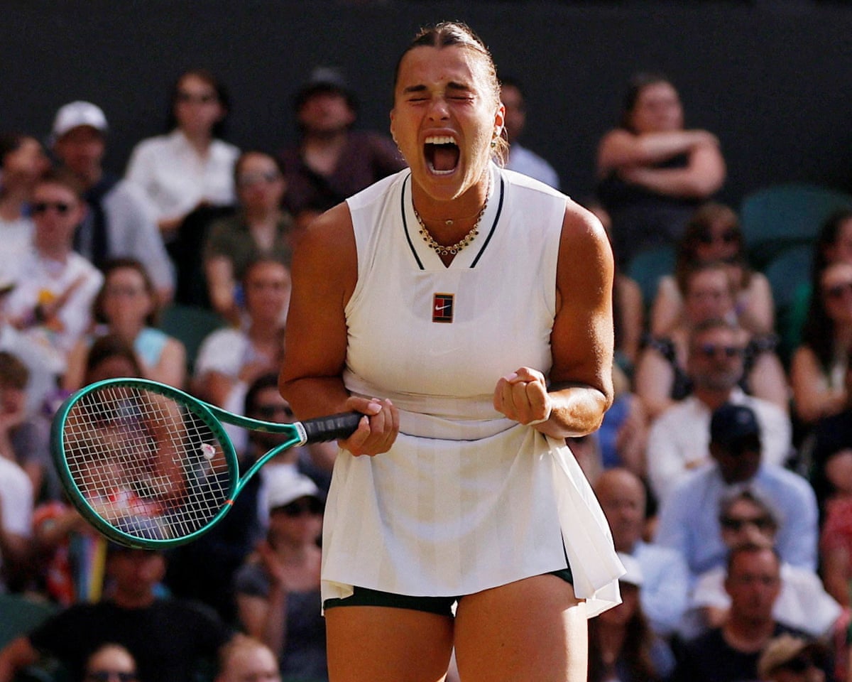 Aryna Sabalenka screams in frustration during her fourth-round defeat by Naomi Osaka.