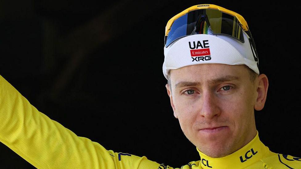 Tadek Pogacar at the Tour de France stage 3 podium