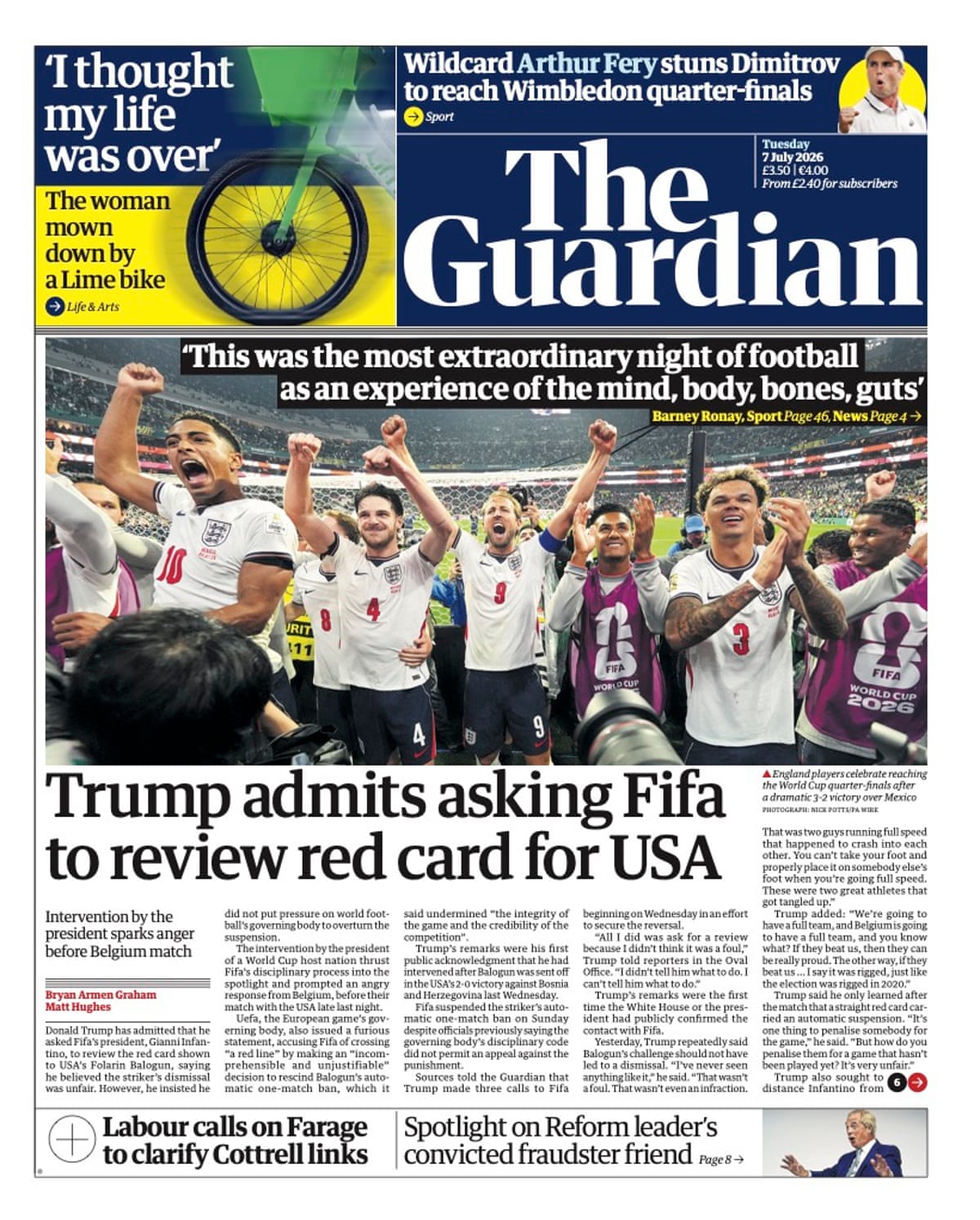 Front page of 7 July 2026