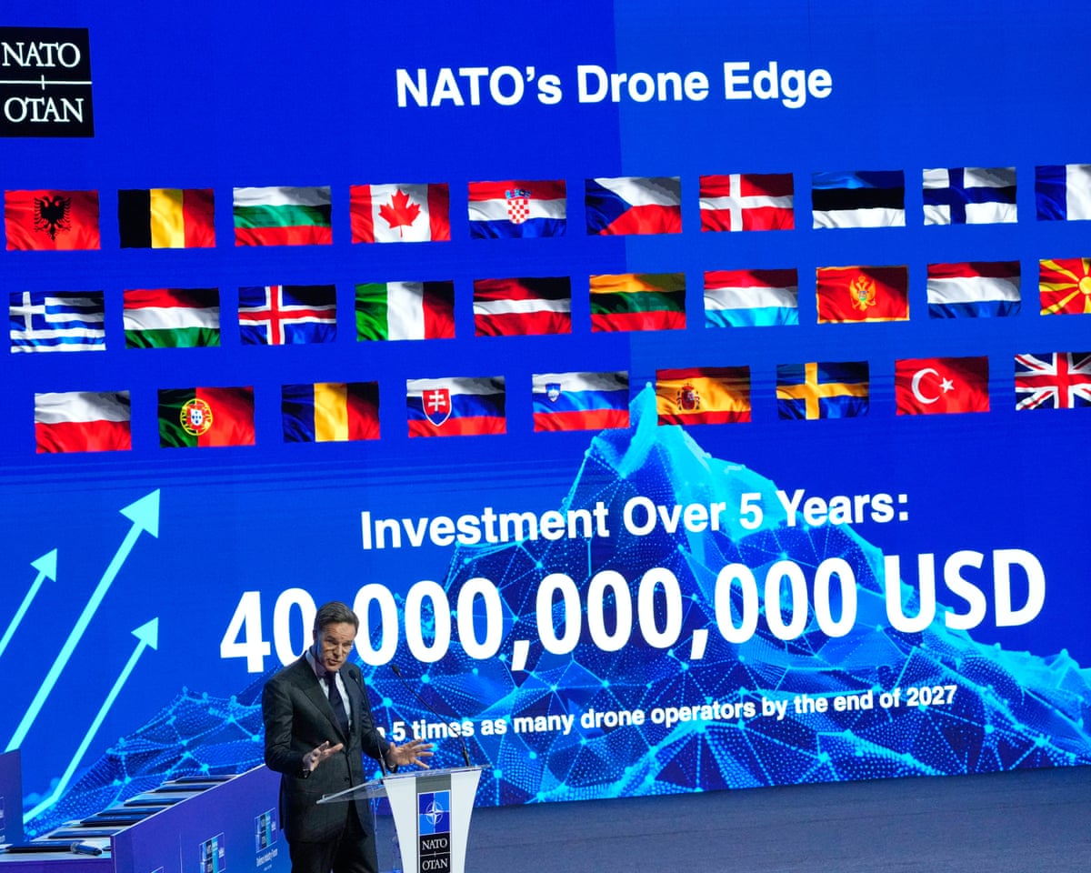 Nato Secretary General Mark Rutte speaks during the Nato Defense Industry Forum at the NATO summit in Ankara, Turkey.
