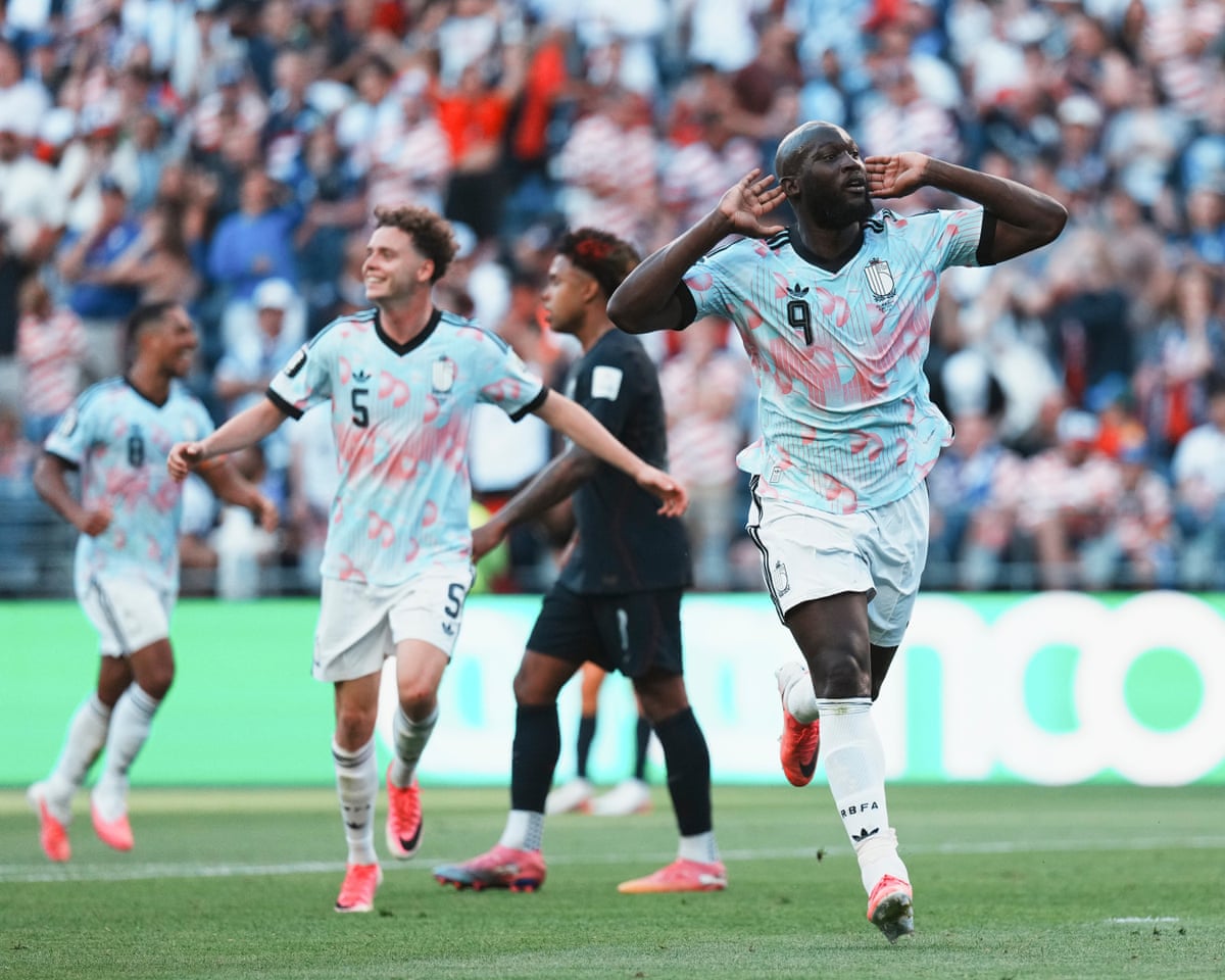 Romelu Lukaku of Belgium celebrates scoring during the round of 16 match between the United States and Belgium at the 2026 FIFA World Cup at Seattle Stadium in Seattle, the United States.