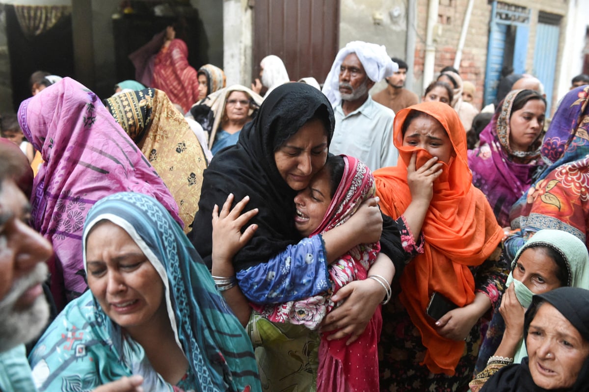 Relatives of the children who died after the tuition centre roof collapsed in Lahore.
