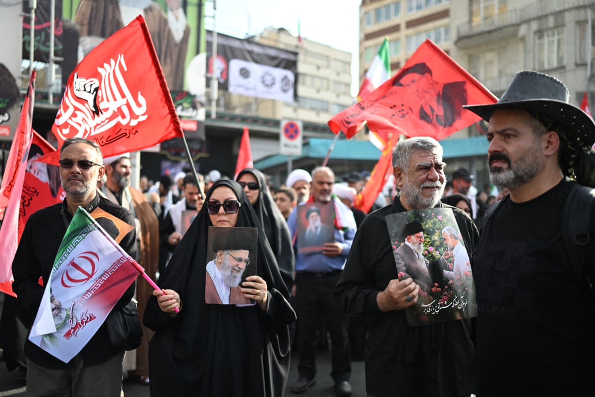 Mourners gather at Ferdowsi Square, Tehran, for the funeral procession of Khamenei.